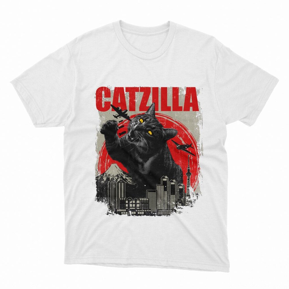 Catzilla - Funny Cat Lover Kitten Kitty White T-Shirt